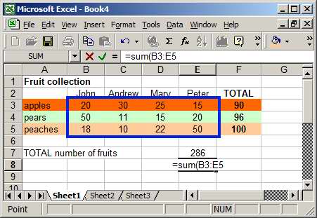 selecting cells in Excel