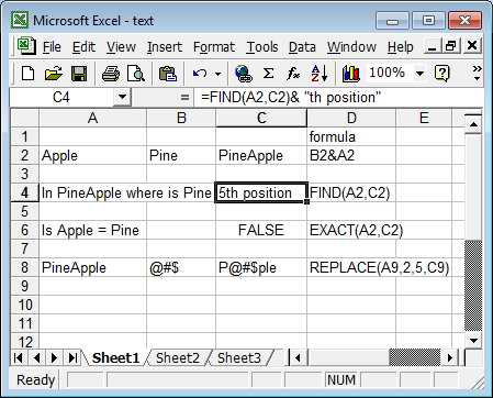 text in Excel